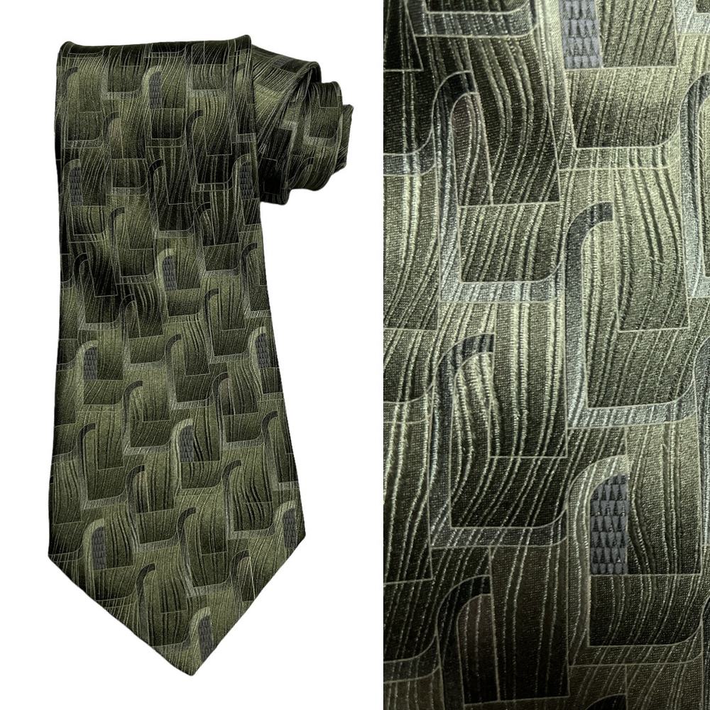 Stafford Neck Tie Green Abstract Printed All Silk Men's Suit Accessories Formal